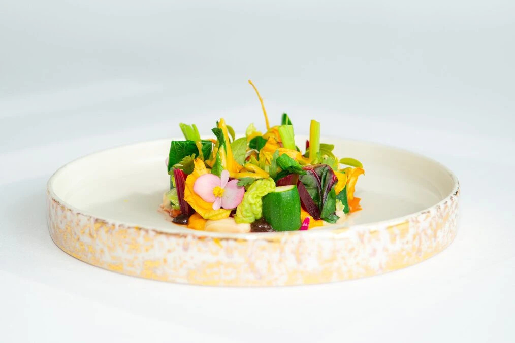 A vegan fine dining course