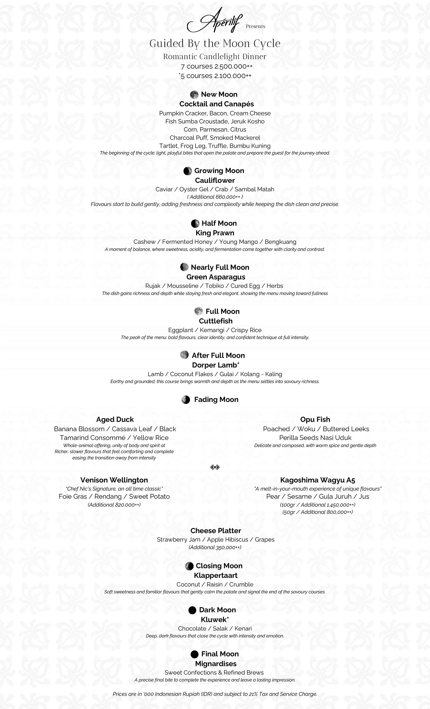 Aperitif RCLD Moon Cycle Menu