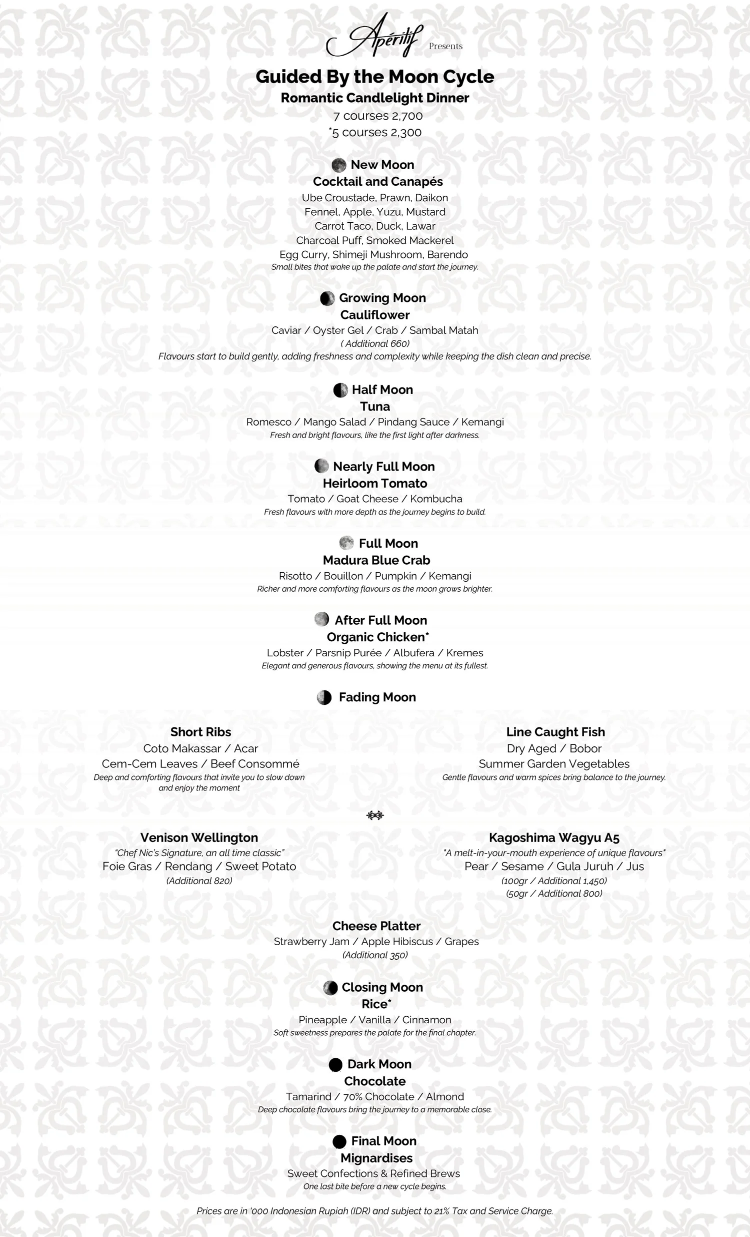 Aperitif RCLD Moon Cycle Menu