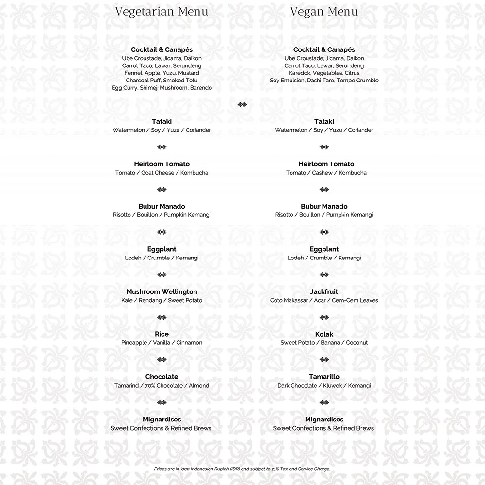 Apéritif Moon Cycle Vegetarian Menu - 19 August 2026