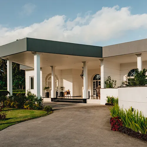 The fancy exterior of a restaurant in Bali