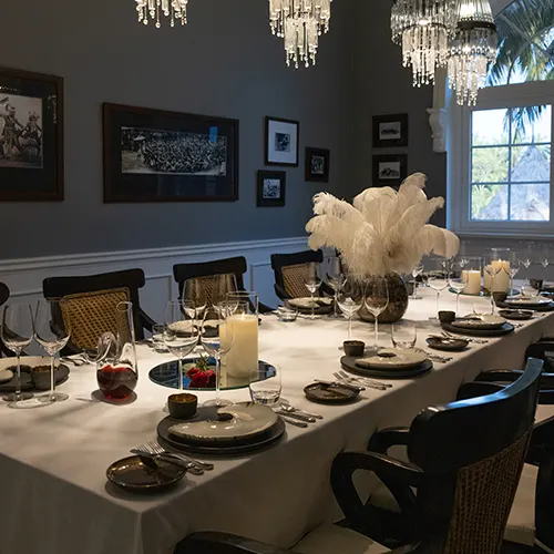 A dining table at a gourmand restaurant in Bali