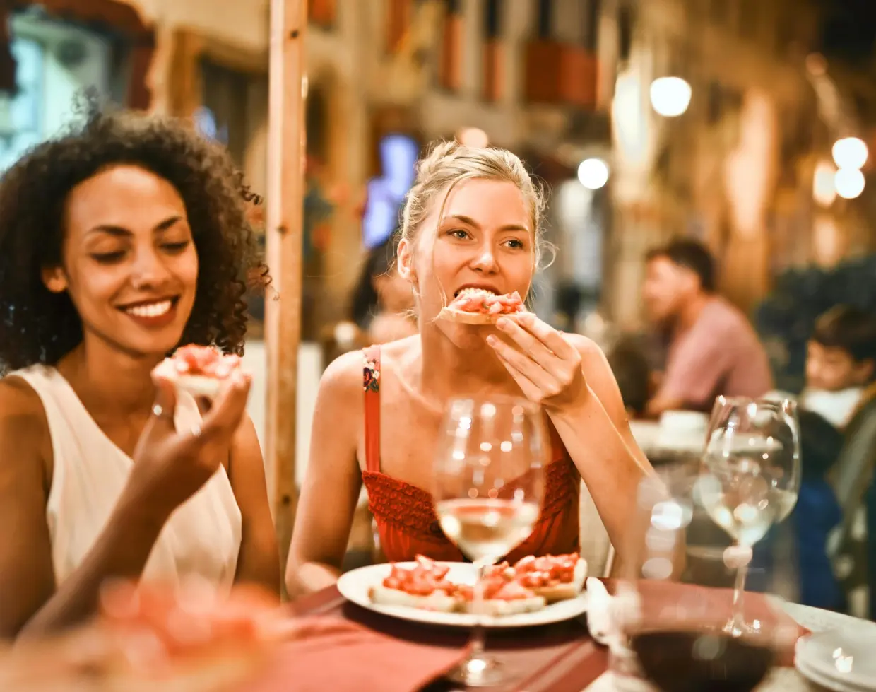 Two ladies eating a meal in Bali