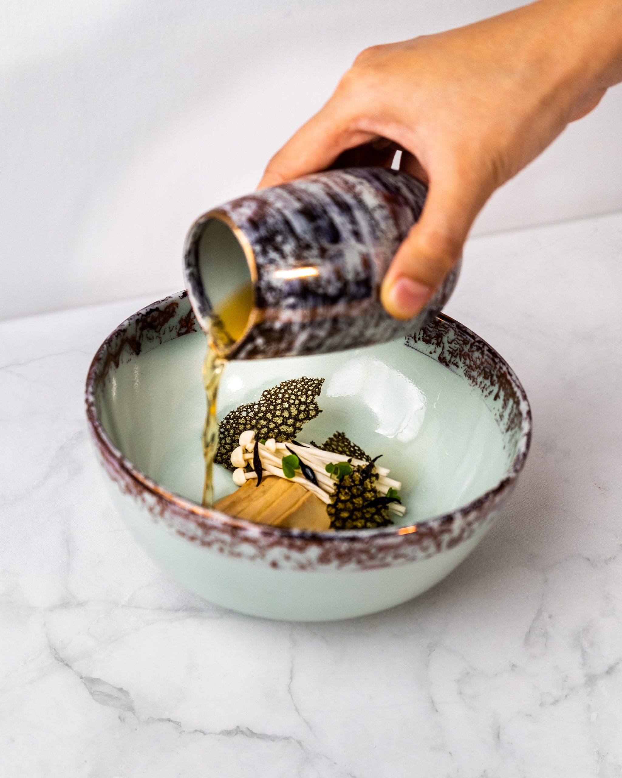 A tofu, vegan, plant based dish at fine dining restaurant Aperitif