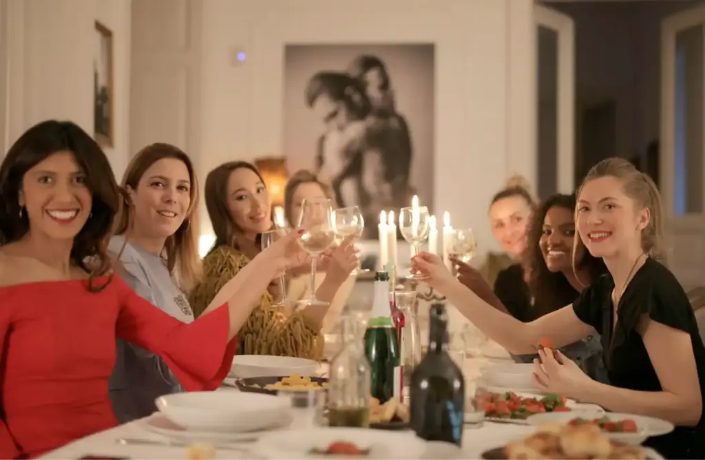 A group of women at an upscale restaurant