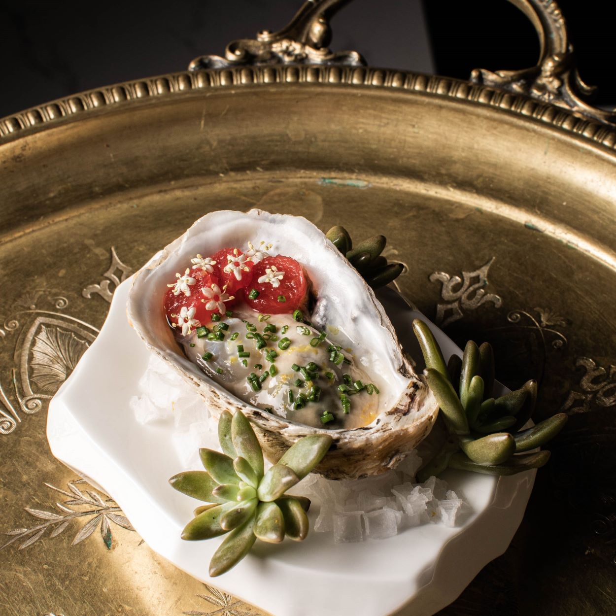 A fine dining dish of an oyster