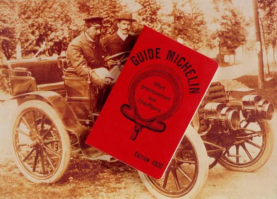 A historical image of Michelin Star with the Michelin Guide book