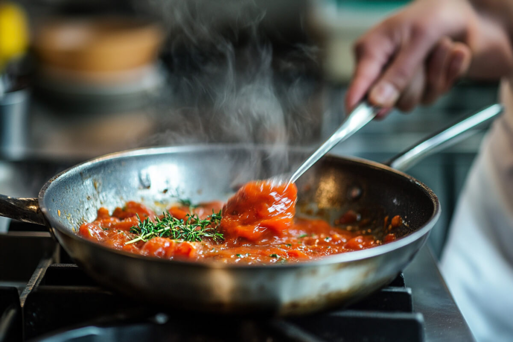 A chef sautéing a meal