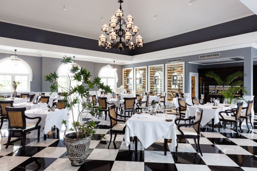The interior of a fine dining restaurant in Ubud, Bali