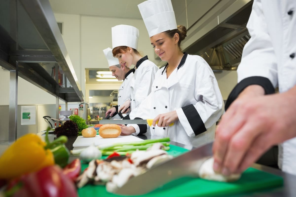 A group of chefs training together