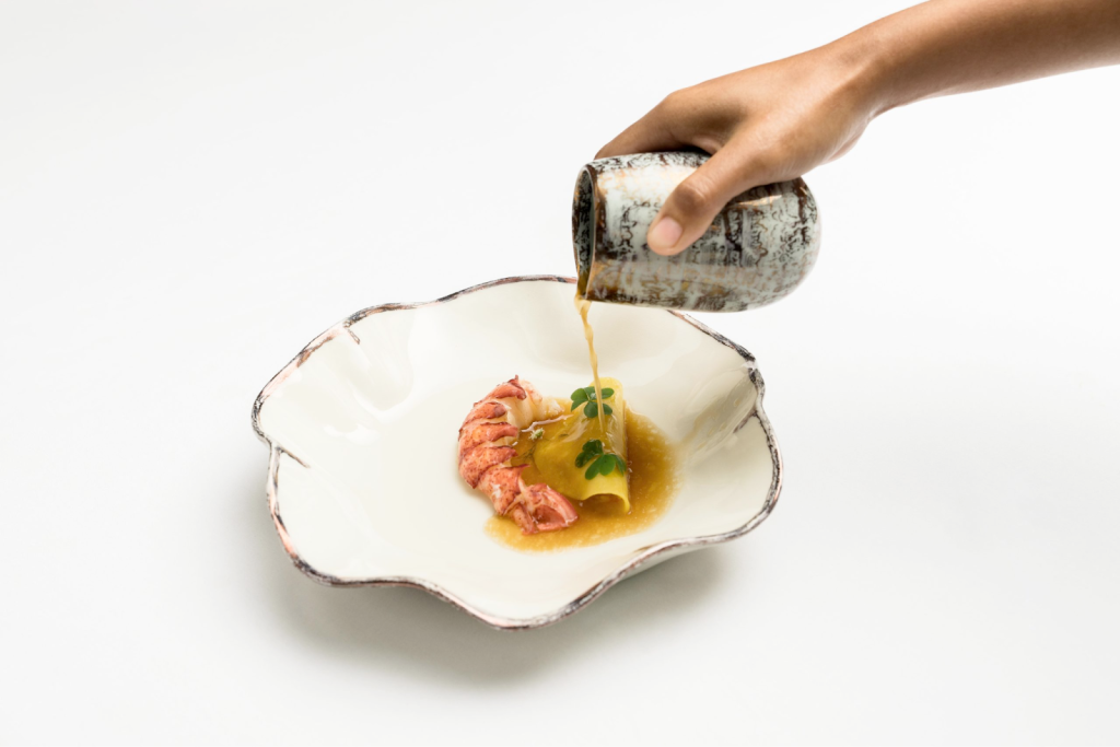 A lobster fine dining meal
