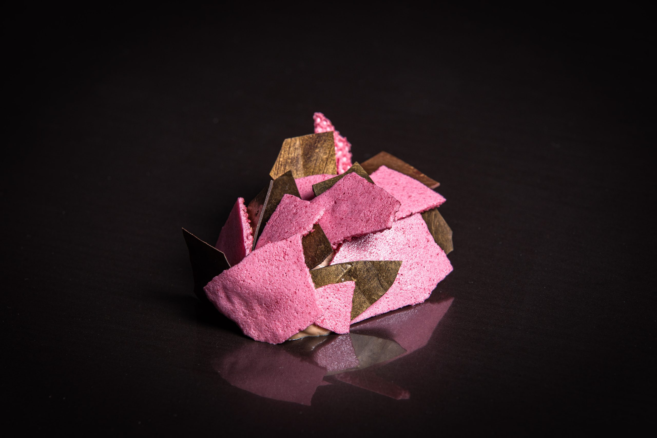 A fancy fine dining dessert