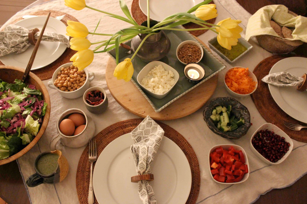 Dishes that have been presented on a table with flower decoration