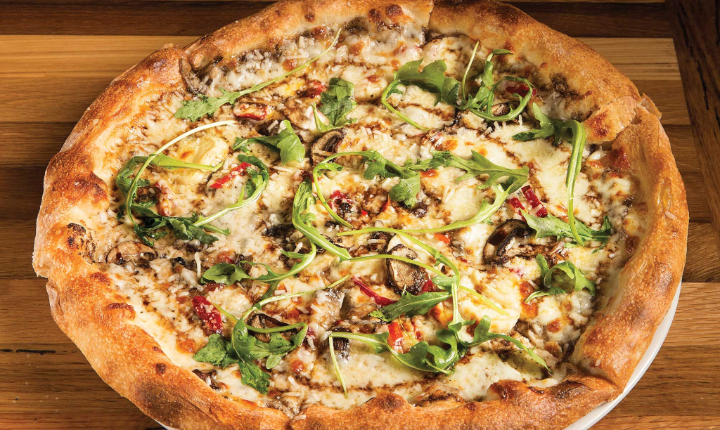 A gourmet style pizza