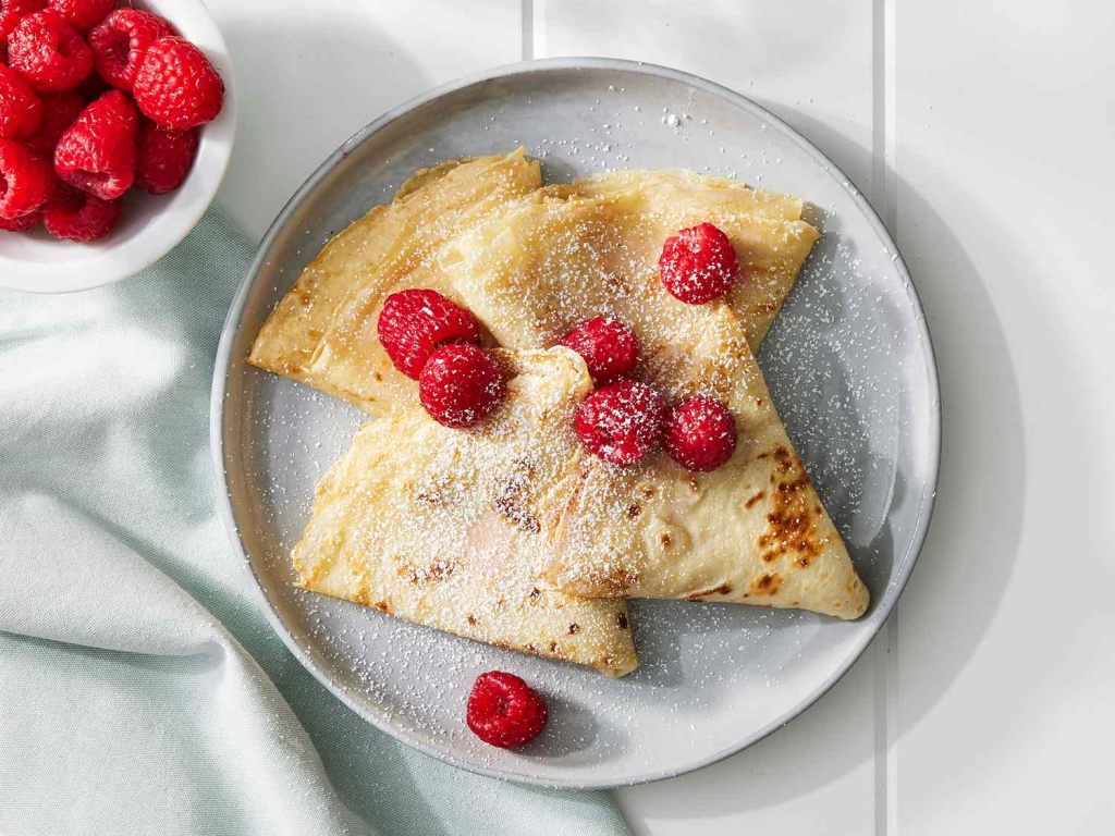 Russian crepes with rasberries